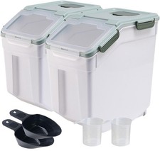 2 Pack Large Flour Storage Container 50 lb Airtight Rice Storage Container wi...