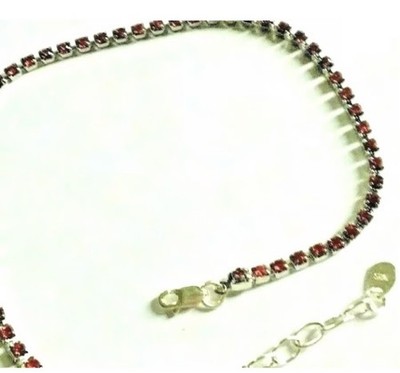 Swarovski Kristall 2mm Light Siam Tennis Armband mit 9,25 Silber Verschluss. 3xsizes
