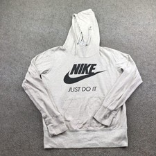Nike Hoodie Womens Medium Gray Pullover Sweatshirt Just Do It Swoosh Graphic