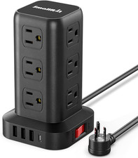 Extension Cord with Multiple Outlets, Surge Protector Power Strip Tower, 12 AC