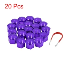 20pcs Purple 17mm Car Wheel Lug Nut Cap Tyre Hub Screw Bolt Dust Cover Protector