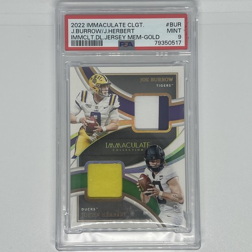 2022 Immaculate Joe Burrow Justin Herbert Game Worn Patches /25 LSU OREGON PSA 9
