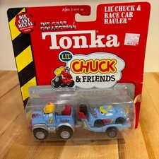 Tonka Chuck  Friends Lil' Chuck  Race Car Hauler die cast vehicle Vintage 2002