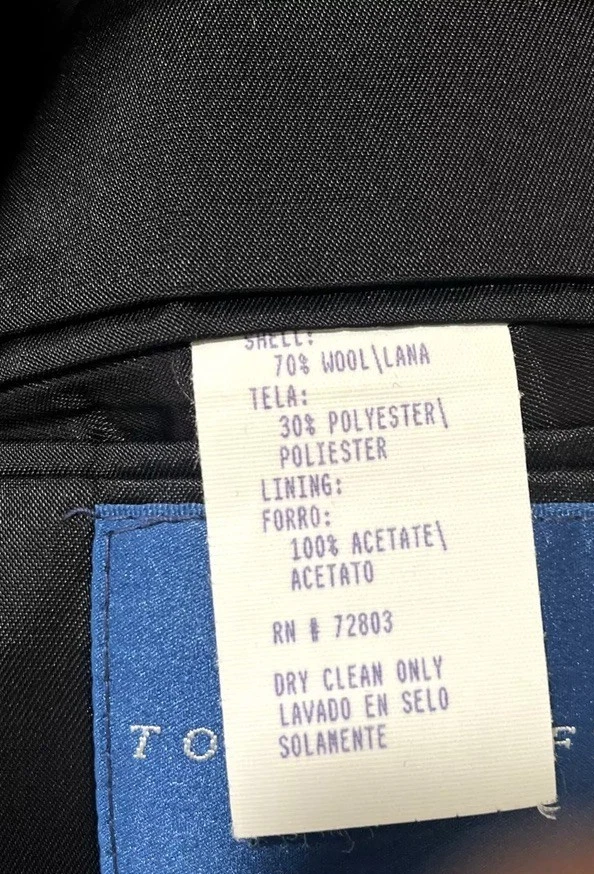 Wool Overcoat Charcoal Gray Herringbone Towncraft 42L Made in USA - Image 3 of 4