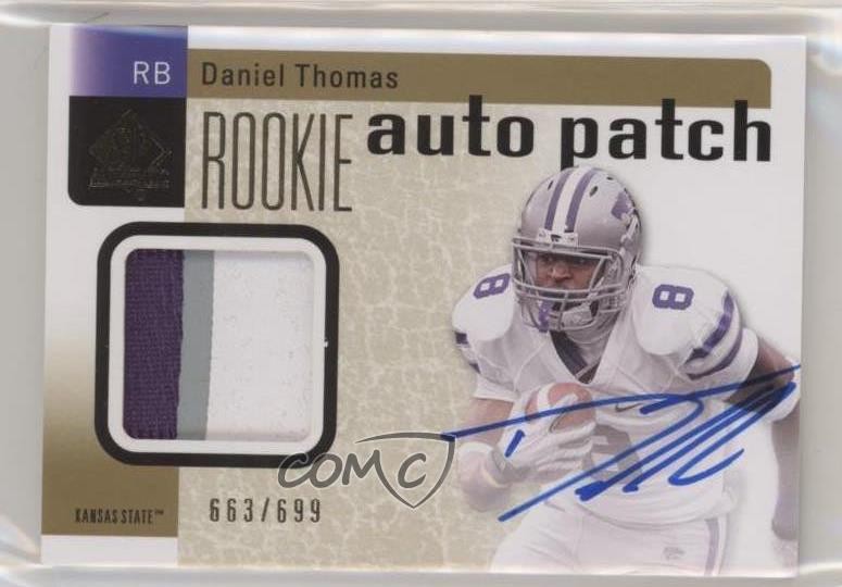 2011 SP Authentic 663/699 Daniel Thomas #231 RPA Rookie Patch Auto RC 0ol8