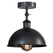 Vintage Semi Flush Mount Ceiling light Black Shade Fitting lamp Farmhouse UK