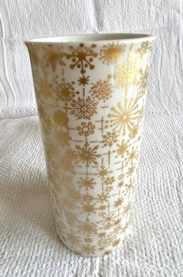 Thomas Porzellan Vase "Eiskristalle" in weiß-gold Höhe 16,5 cm Made in Germany