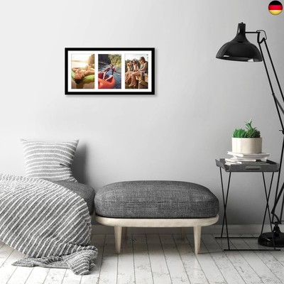 Americanflat Klapp-Bilderrahmen Aus Metall – Für 2 Fotos 12,7x17,8 Cm, Bruchsicheres Glas, Schwarz