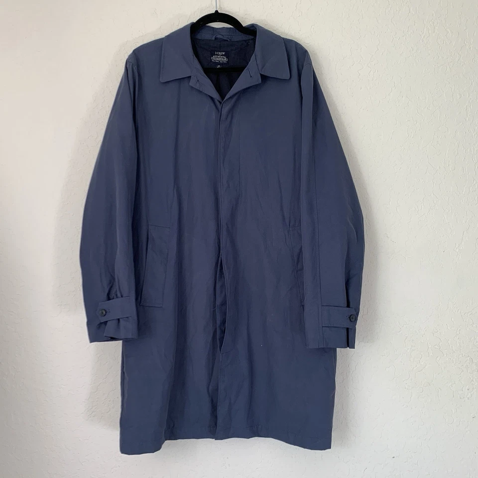 Gabardina J Crew Hombres M Azul Auténtica Prendas Exteriores Botones Bolsillos Preppy Exterior Foto 2 de 4