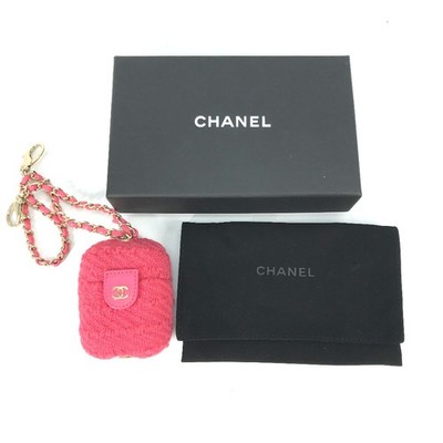 CHANEL apple pouch airpods case With Chain Earphone case tweed