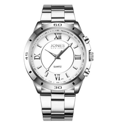 NEW in Box Jones New York Men's Rhodium Silver Montgomery Quartz Watch Timepiece - Picture 3 of 5