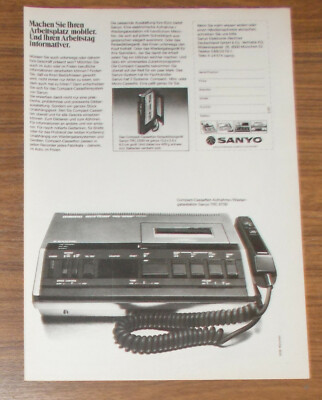 Seltene Werbung SANYO MEMO SCRIBER TRC 8700 TRC 2500 Diktiergeräte 1981