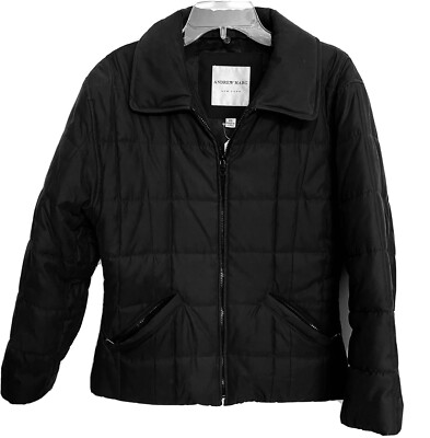Designer Andrew Marc New York Jacket Puffer Black Quilted Thermolite Plus XSmall