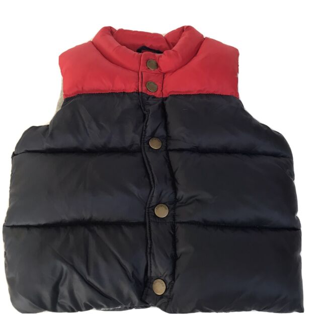 Baby Gap Puffer Vest Boys 18-24 months Colorblock Red Blue Jersey Lined Winter