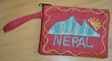 NEPAL, Filz kleine Tasche, Börse mit Stickerei, Handarbeit, wunderschön