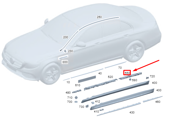 MERCEDES-BENZ S W223 Zierleiste hinten rechts Befestigungsschiene A2236984200