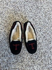 UGG New Women's Brett 1005531 Moccasin Slippers Black Maroon Suede Size 7