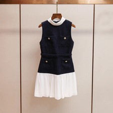 Self-Portrait Womens Summer New Retro Tcontrasting Color High Waist Vest Dress