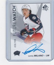 2016 2016-17 SP AUTHENTIC SONNY MILANO FUTURE WATCH AUTO 450/999 131 BLUE JACKET