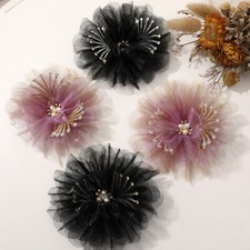 Barrette Chignon DIY En Mesh Fleur Strass Pour Cheveux Couleurs Multiples