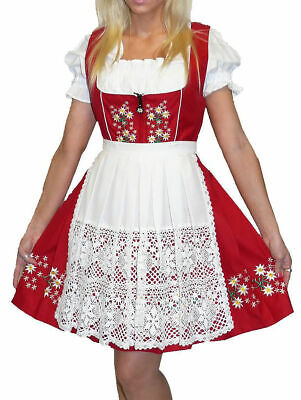 DIRNDL Trachten Oktoberfest Dress German SHORT 3 pc EMBROIDERED Waitress Party