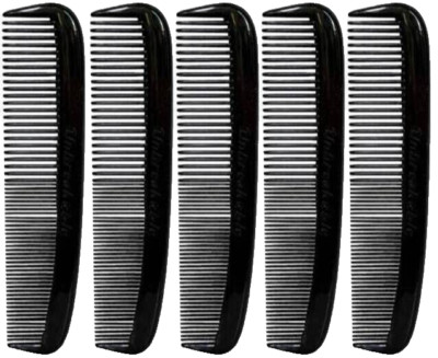 (5) Vintage COMBS By STANCE Unbreakable Pocket Size Plastic  Combs Black 5'' USA