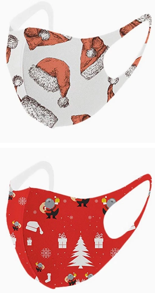 EYELOV Christmas Face Mask Covers Elastic Ear Loop Cover Face Adult Teen Kid 5pk - Image 3 of 4