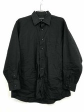 Bergamo New York Mens Button Up Shirt Black Long Sleeve Pocket M 15-15 1/2 32/33