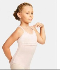 CAPEZIO 11137C PINK Camisole Leotard ruffle empire waist full lined frnt back