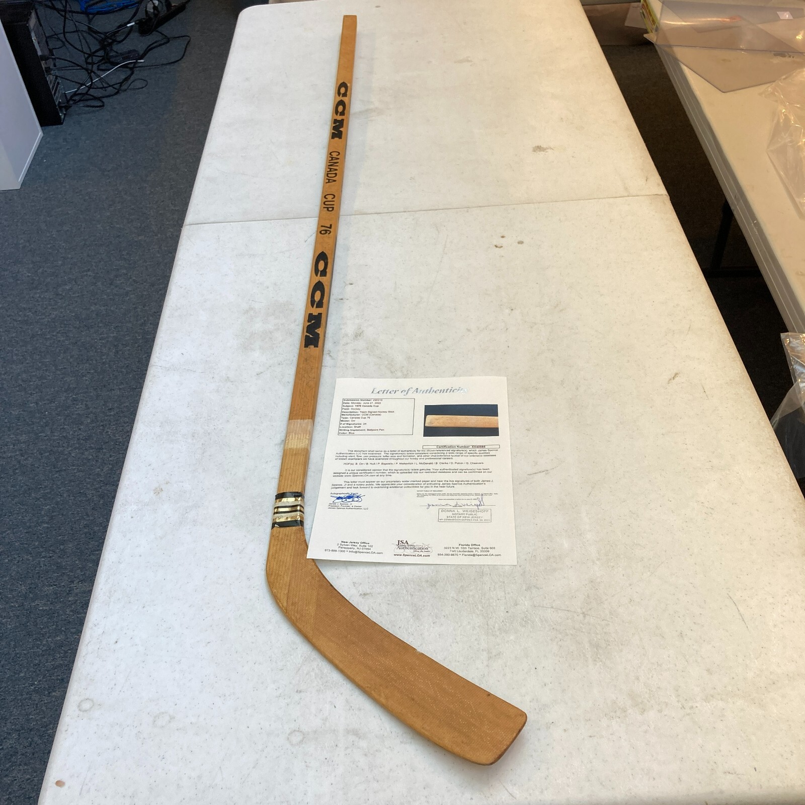 Bobby Orr Autographed Signed 1976 Canada Cup Game Issued Hockey Stick 24 Sigs JSA COA 