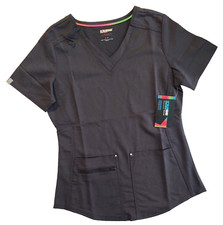 Scrubstar Women's Antimicrobial Ultimate Stretch Scrub Top Pewter XS NWT