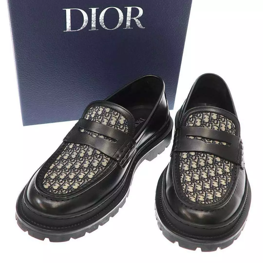 Mocassins Christian Dior oblique jacquard noir homme taille 42 du Japon
