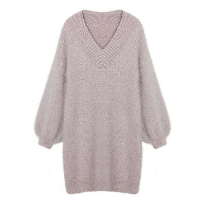 pink fluffy jumper dress Thick fuzzy pink mohair sweater dress, ready to ship, size S-M