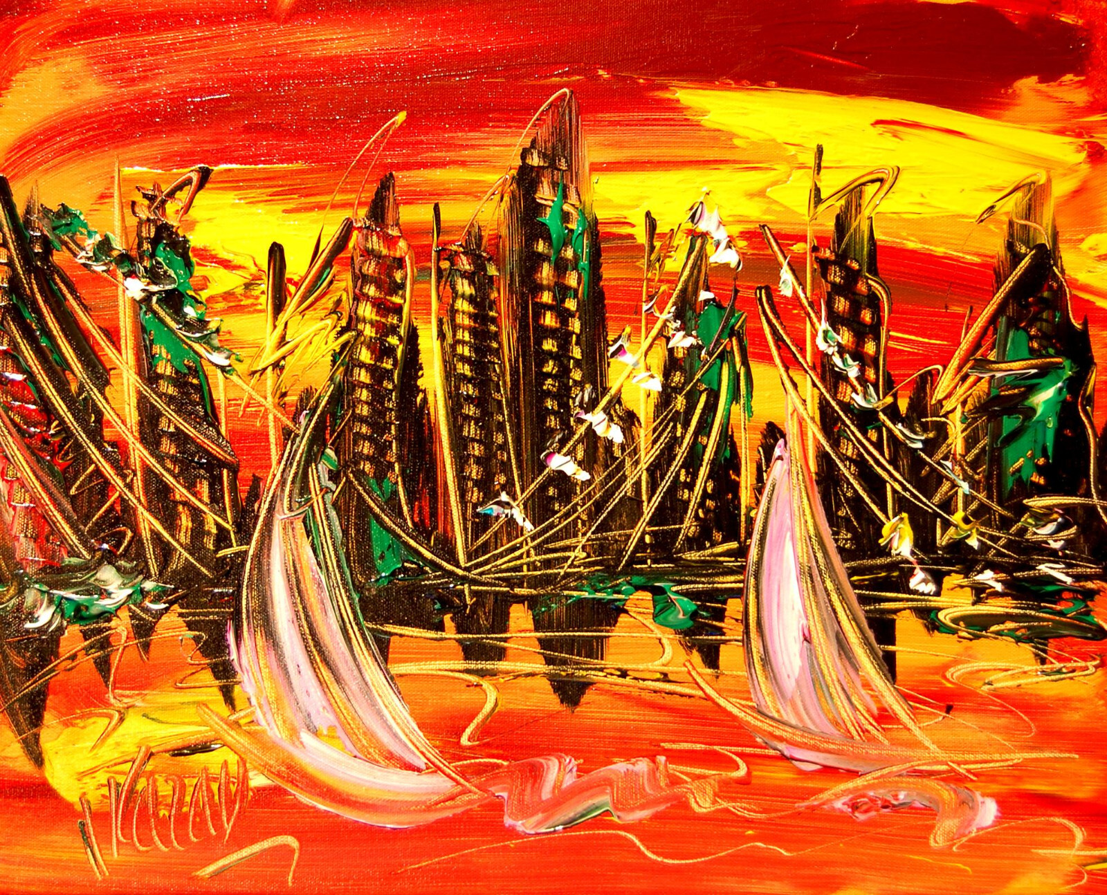 NEW CITY POP ART Original Oil PAINTING CITYSCAPE  Abstract Modern Y7F6bR7