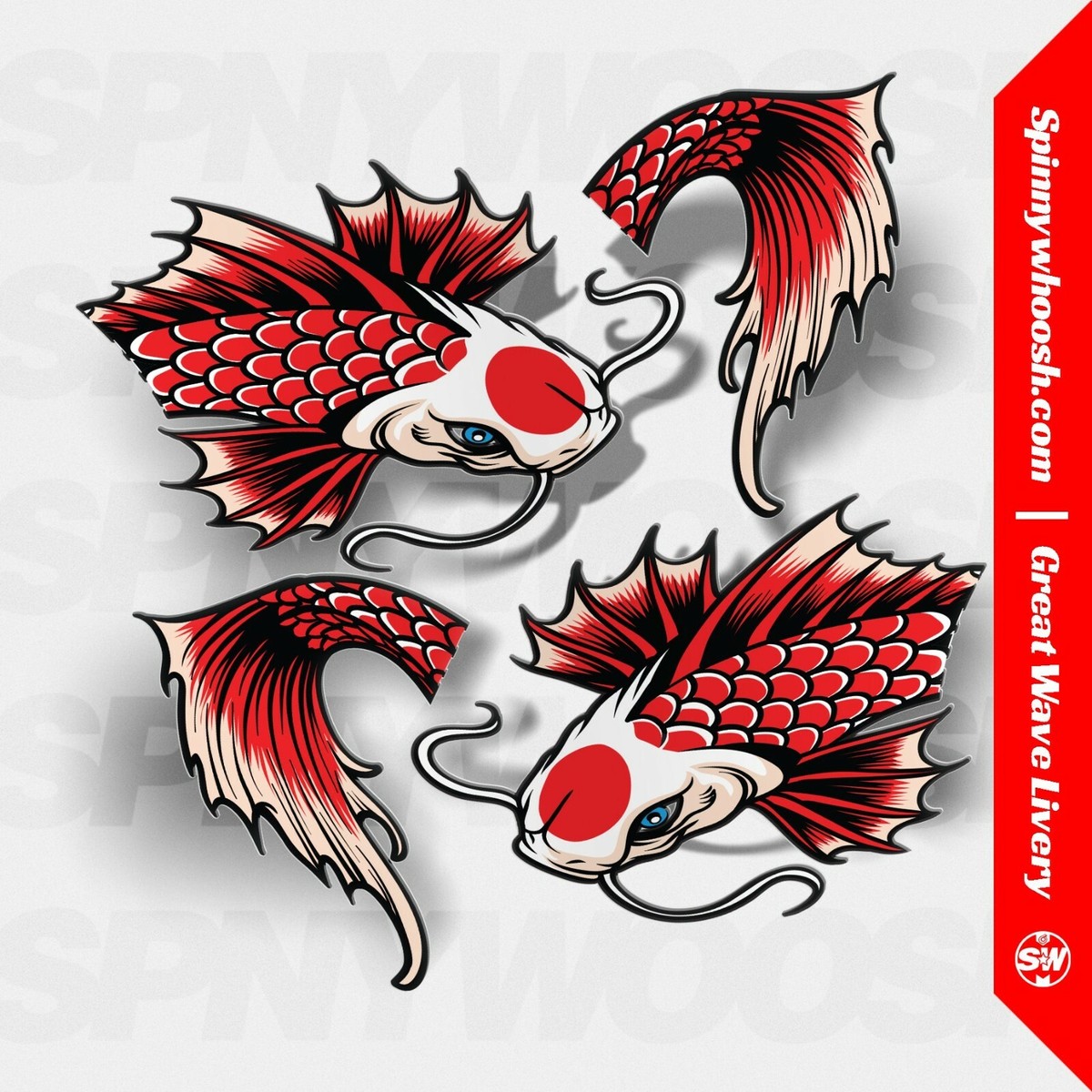 Koi Fish Sakura Vinyl Car Livery Decal | eBay