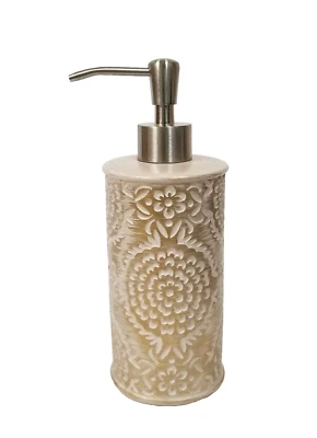 Neuf or Pâle, Beige 3D Sculpté Résine Savon, Lotion Flacon, Argent Brossé Pompe - Photo 1/3
