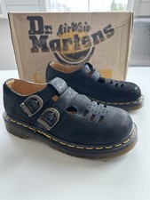 Vintage 90s Y2K Doc Dr. Martens Mary Jane Black Goth Lolita Double Strap Shoes
