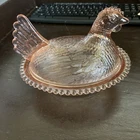 Vintage Pink Depression Glass Hen On A Nest Indiana Glass Co Large 7”