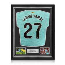 Lamine Yamal Signed Barcelona 2023-24 Third Football Jersey. Superior Frame