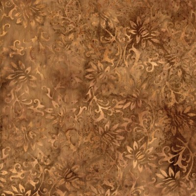 Island Batik - Kings Castle - Floral - Brown Russet, Fabric by the Yard