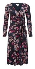 Monsoon Saffron Floral Print Faux Wrap Jersey Dress Size 8 Worn Once Free P&P