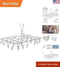 Effortless Drying with 52-Clip Stainless Steel Laundry Rack for Clothes  More