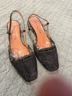 L'Autre Chose denim slingback kitten heels with a frayed edge detail Size  39 — photo 1