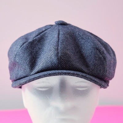 Botvela Bakers Hat Chevron Pattern Gray Newsboy Drivers Cap Wool Blend 7-7 1/8