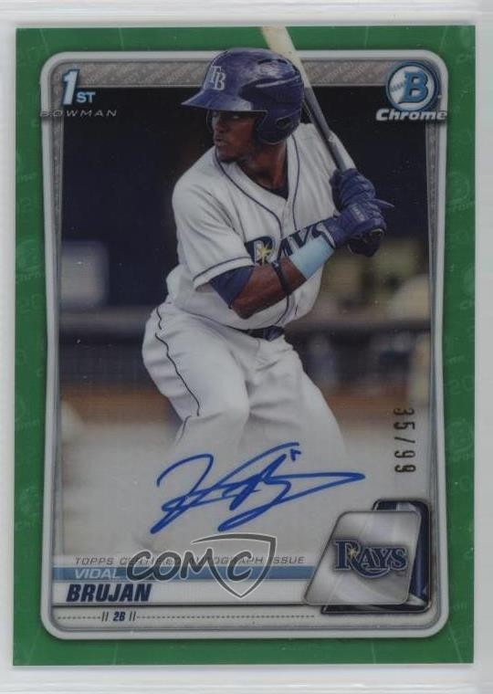 2020 Bowman Chrome Prospects Green Refractor 35/99 Vidal Brujan #CPA-VB Auto 4f5
