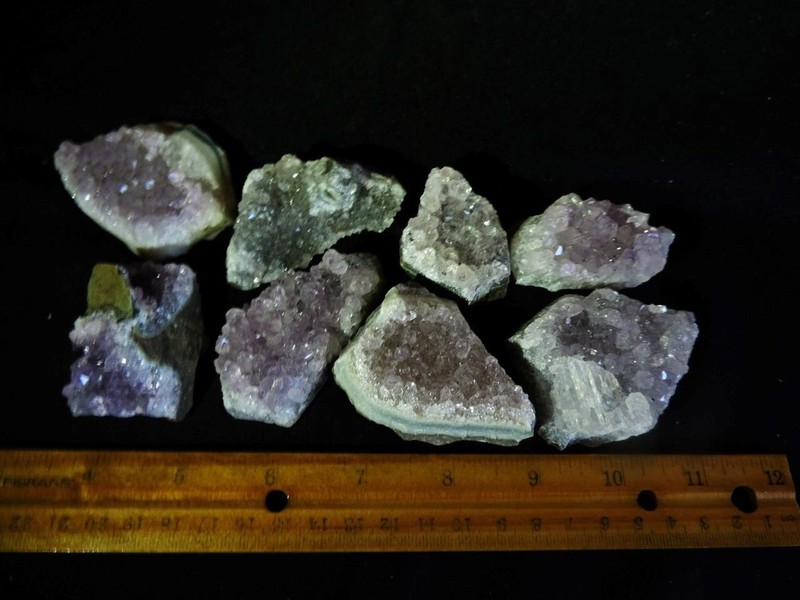 8 NICE PIECES OF URUGUAY AMETHYST QUARTZ  SPECIMENS, TOTAL 1 POUND,1 OUNCE