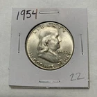 1954 Franklin Half Dollar 90% Silver 50c Coin