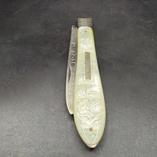 Antique Henry Hobson Sheffield Sterling Silver Mother of Pearl Fruit Knife