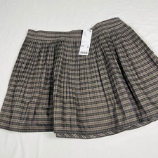 Urban Outfitters BDG Pennie Plaid Pleated Mini Skirt Tan Large NWT OB1799692