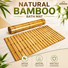 BATH MAT FOLDABLE STEP NON SLIP BAMBOO WOOD MAT TOILET KITCHEN BED ROOM DOORMAT